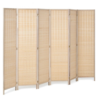 240805 - 6-Panel Handwoven Bamboo Room Divider with 360° Flexibility