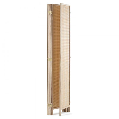 240805 - 6-Panel Handwoven Bamboo Room Divider with 360° Flexibility