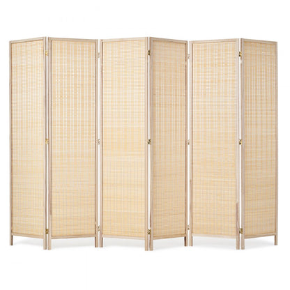 240805 - 6-Panel Handwoven Bamboo Room Divider with 360° Flexibility