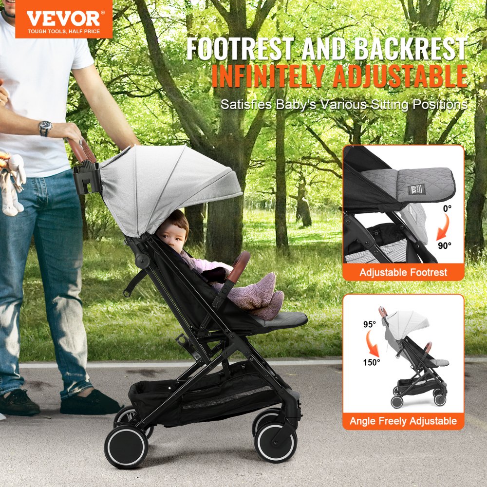 C628 - Versatile 28" VEVOR Baby Stroller with Adjustable Backrest and Cup Holder