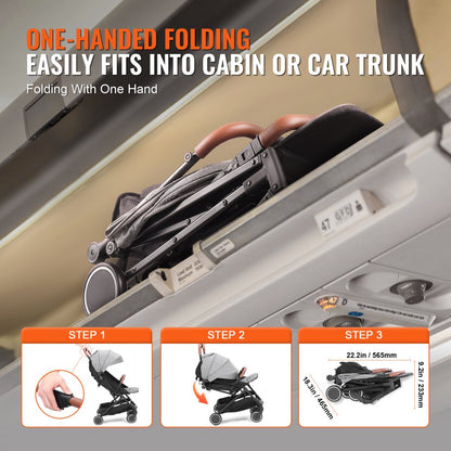 C628 - Adjustable Dark Grey Baby Stroller, Newborn to Toddler