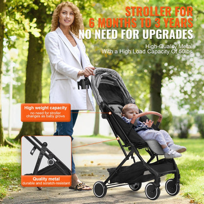C628 - Adjustable Dark Grey Baby Stroller, Newborn to Toddler