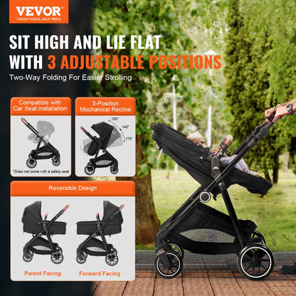 M003 - Versatile Baby Stroller, Adjustable Backrest, Compact Fold for Easy Travel
