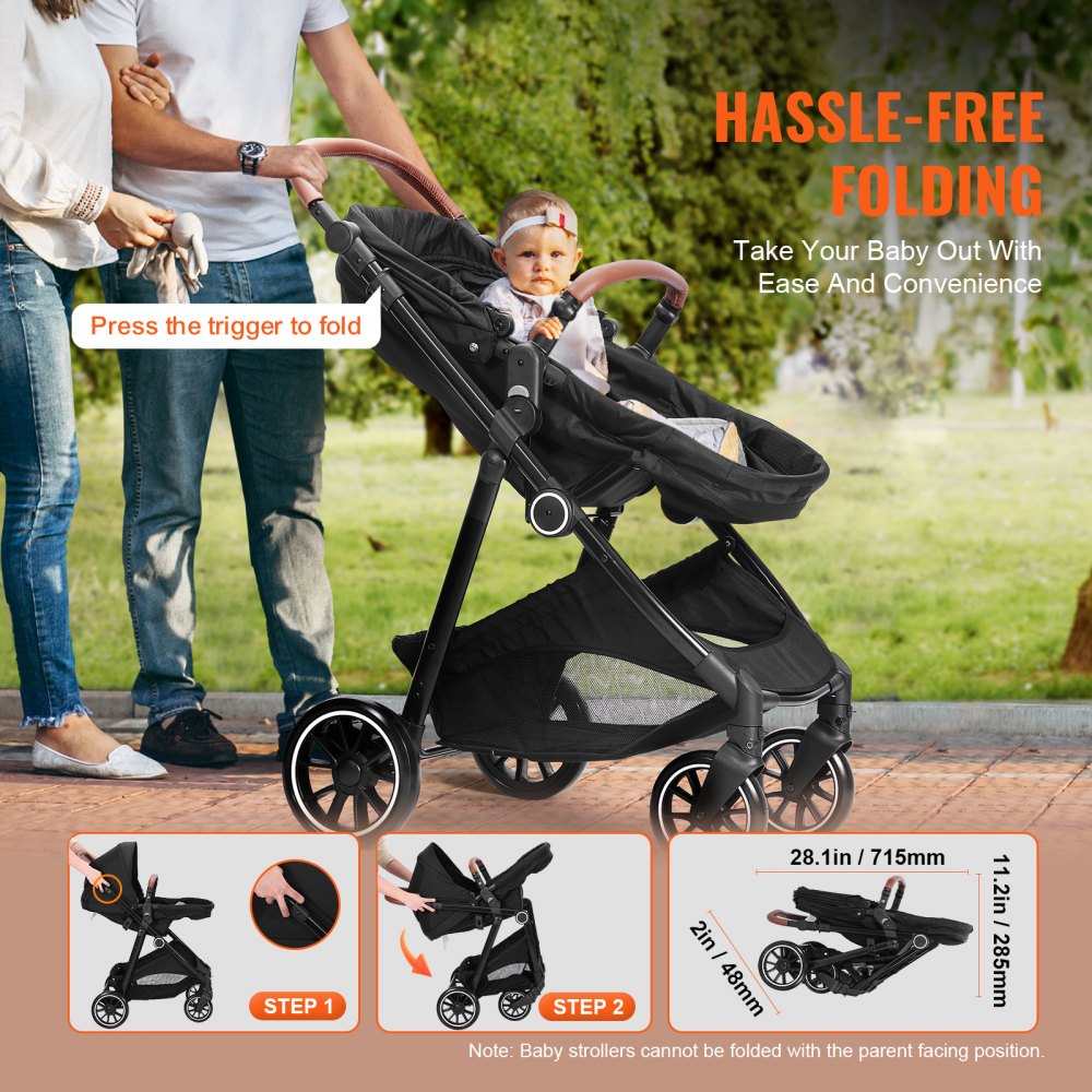 M003 - Versatile Baby Stroller, Adjustable Backrest, Compact Fold for Easy Travel