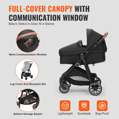 M003 - Versatile Baby Stroller, Adjustable Backrest, Compact Fold for Easy Travel