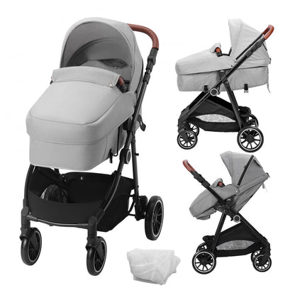 M003 - Durable Carbon Steel Baby Stroller with Bassinet & Reversible Seat