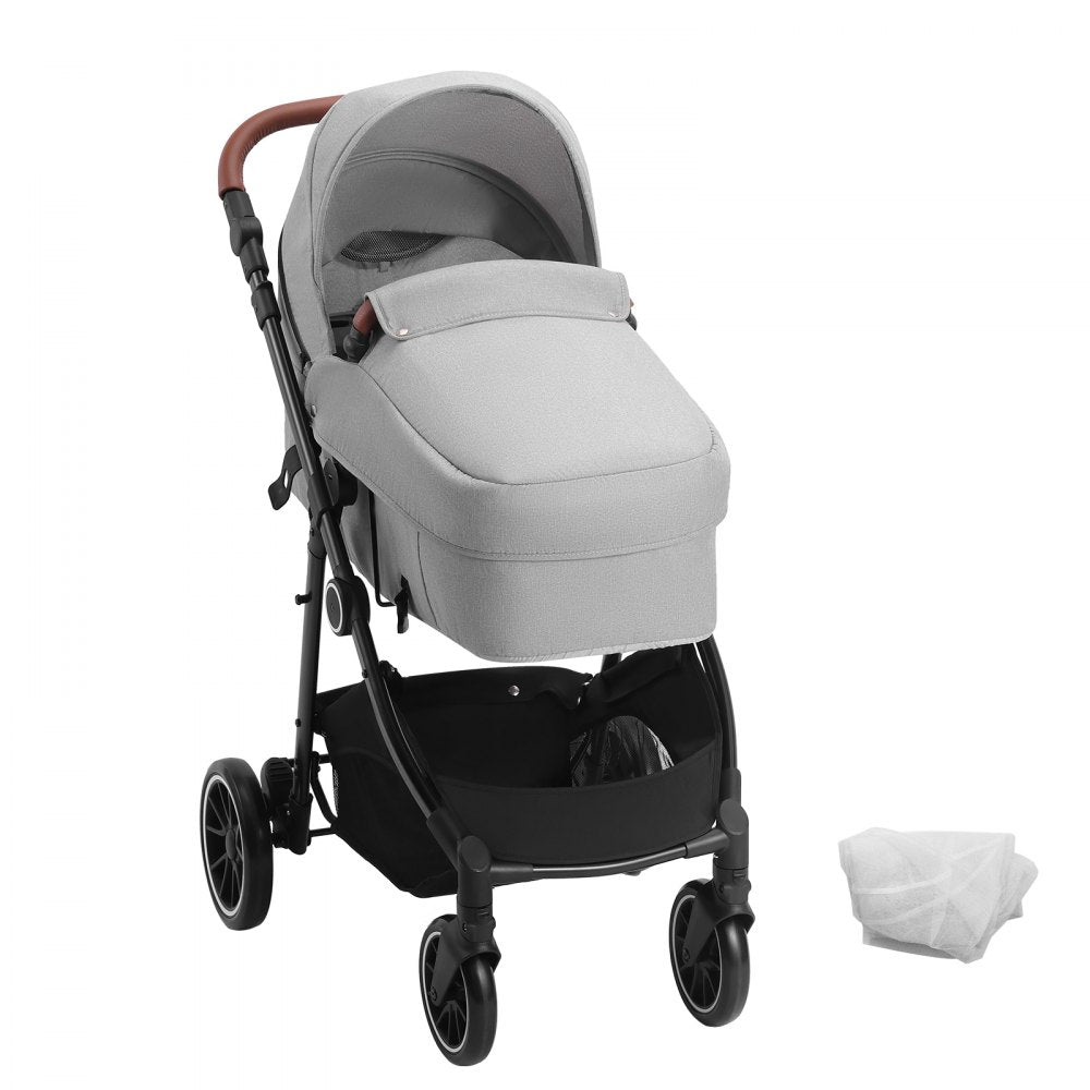 M003 - Durable Carbon Steel Baby Stroller with Bassinet & Reversible Seat