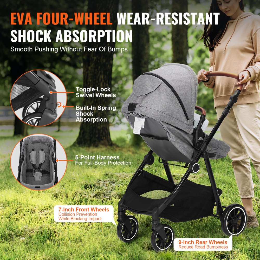 M003 - Adjustable Backrest Baby Stroller & Bassinet for Infants and Toddlers