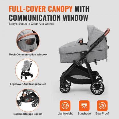 M003 - Adjustable Backrest Baby Stroller & Bassinet for Infants and Toddlers