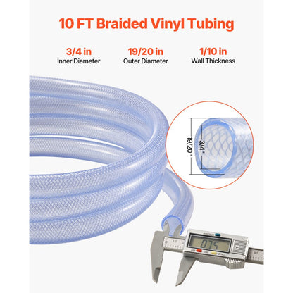 FR1-1924010-C - 10FT Clear PVC Tubing, 3/4" ID for Liquid & Gas Transport