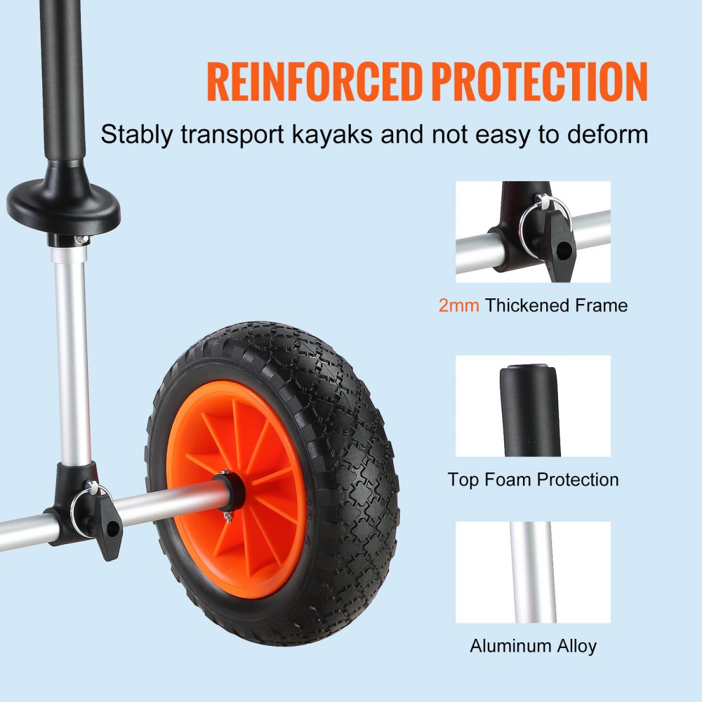 010918341455 - Sturdy 280lbs Kayak Cart with Flat-Free 10'' Tires