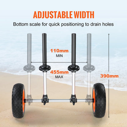 010918341455 - Sturdy 280lbs Kayak Cart with Flat-Free 10'' Tires