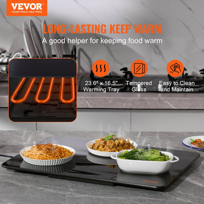 YD-302C-J-42+60S0 - 16.5" Portable Black Heating Tray with Adjustable Temperature