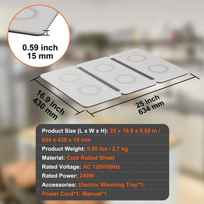YD-302C-P-48*26L - 18.9" Portable Electric Warming Tray with Temp Control