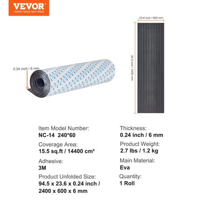 NC-14 240*60 - 94.5" Self-Adhesive EVA Foam Boat Flooring, 15.5 sq.ft