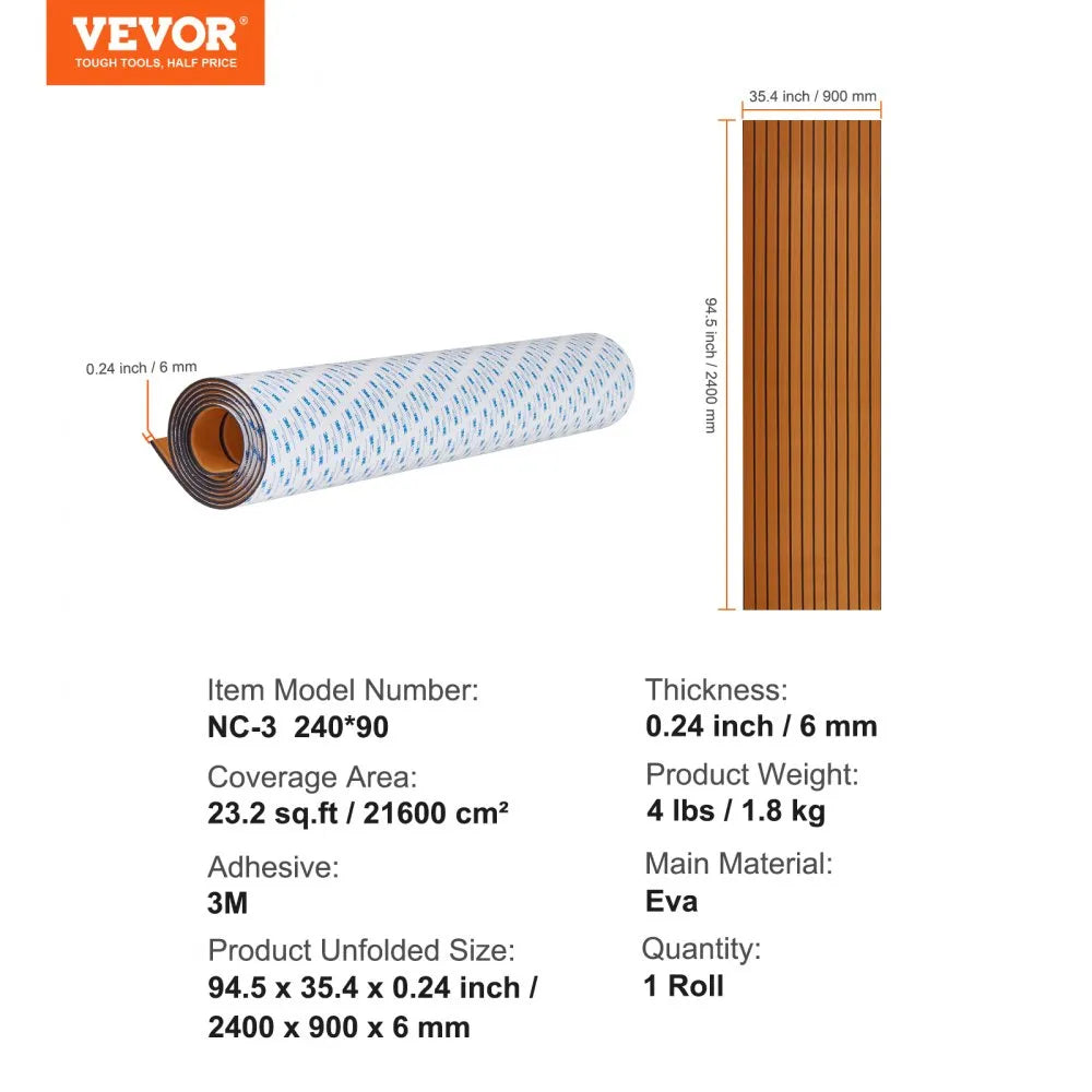 NC-3 240*90 - 94.5" VEVOR EVA Foam Boat Flooring, 6mm Thick