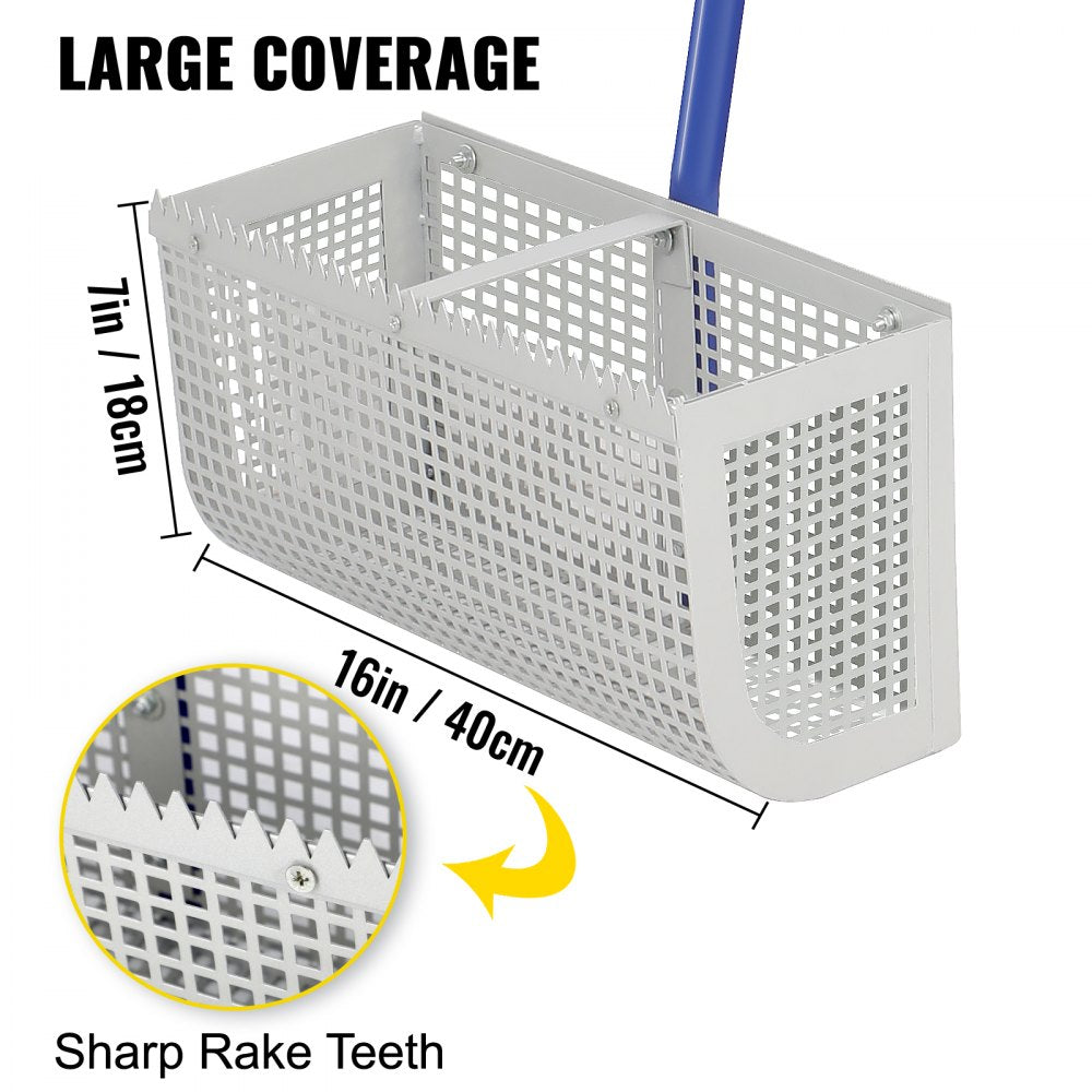 010876613353 - 165" Durable Sand Rake for Efficient Beach & Pond Cleaning