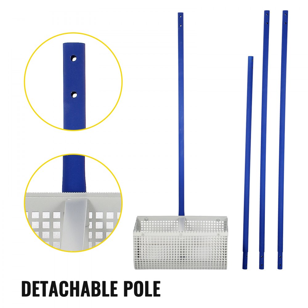 010876613353 - 165" Durable Sand Rake for Efficient Beach & Pond Cleaning