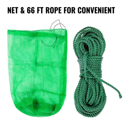 010293104150 - 24" Sturdy Iron Lake Weed Rake with 66ft Rope and Net Bag