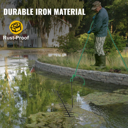 010587213974 - 32-Inch Sturdy Aquatic Weed Rake for Ponds and Lakes