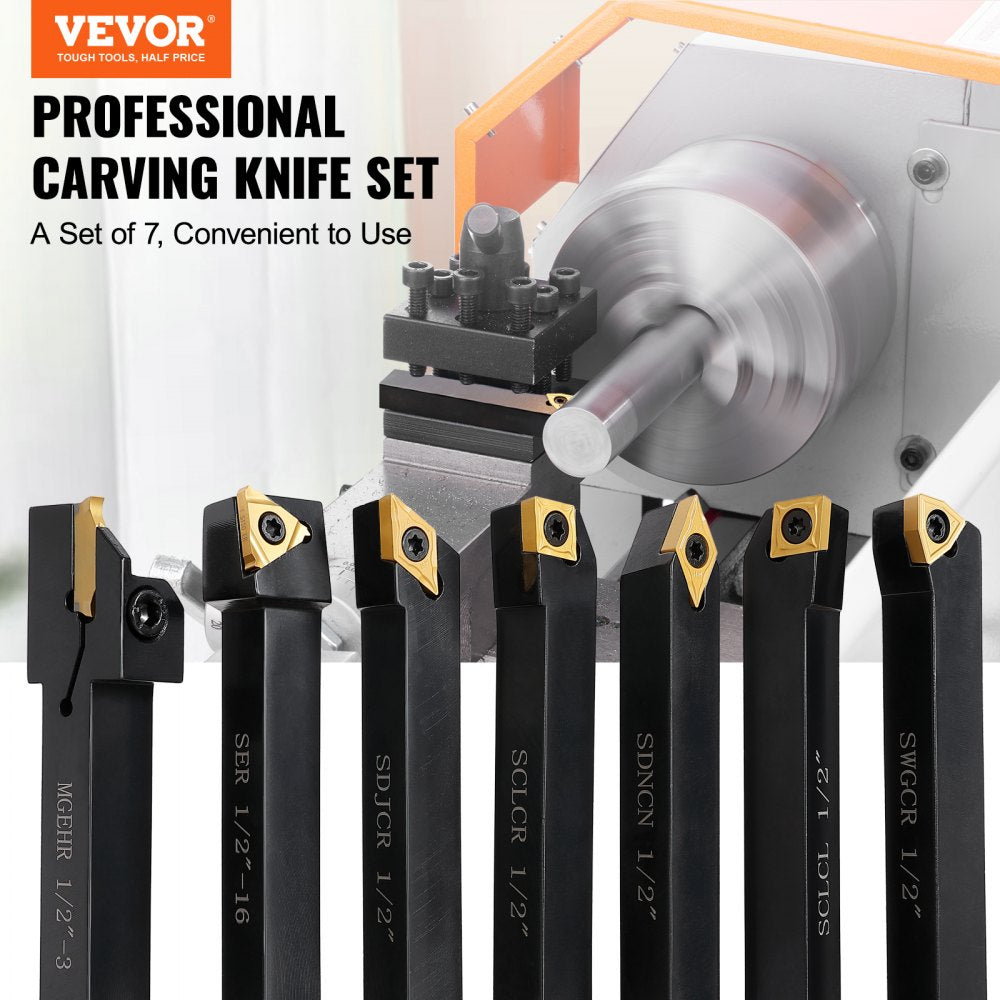 010415655061 - 7-Piece Indexable Carbide Lathe Tools for Precision Machining