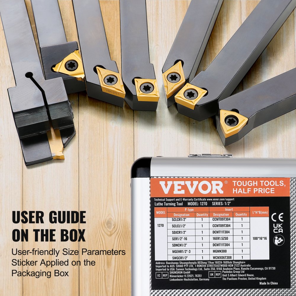 010415655061 - 7-Piece Indexable Carbide Lathe Tools for Precision Machining