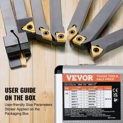 010415655061 - 7-Piece Indexable Carbide Lathe Tools for Precision Machining