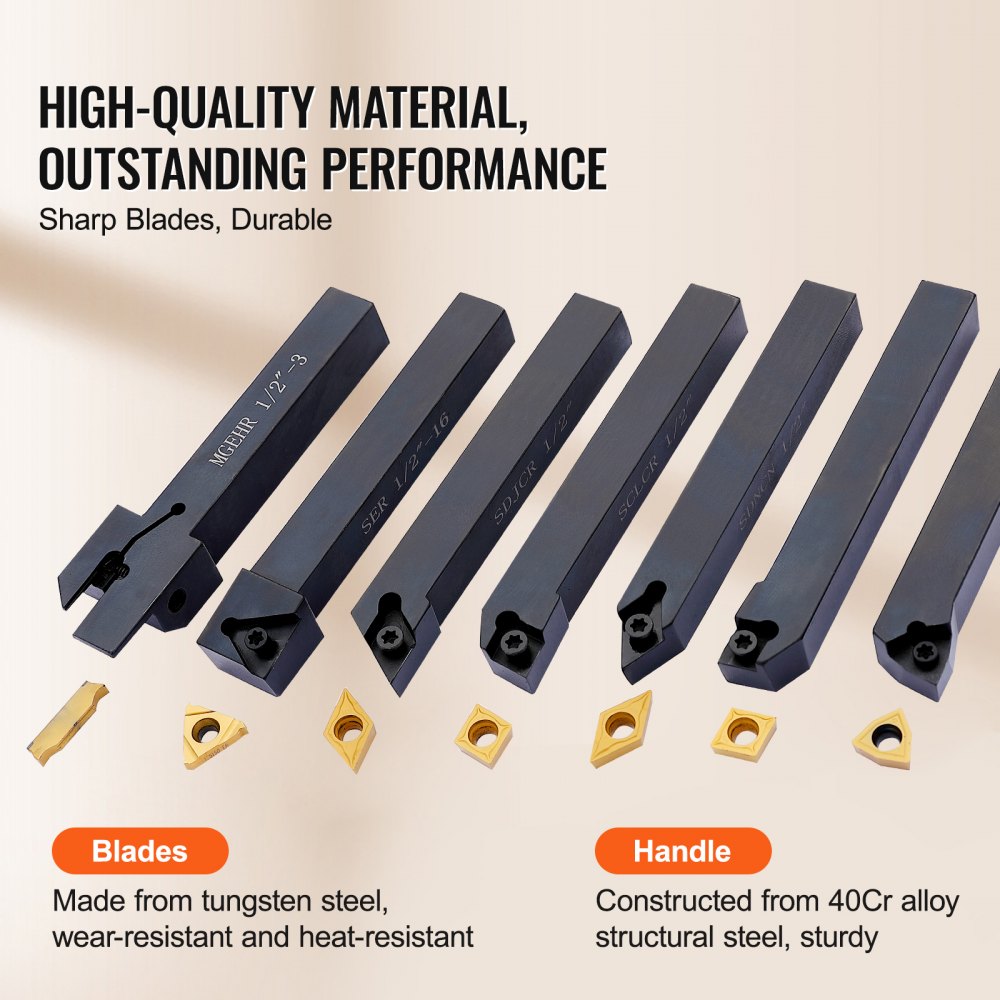010415655061 - 7-Piece Indexable Carbide Lathe Tools for Precision Machining
