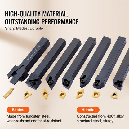 010415655061 - 7-Piece Indexable Carbide Lathe Tools for Precision Machining