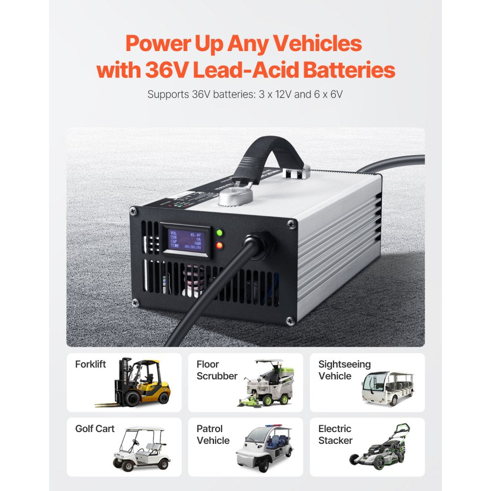 UY1200-LA3630 - 36V 30A Smart Portable Forklift Battery Charger with OLED Display