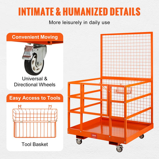 010366094120 - 43x45in Forklift Safety Cage, 1400lbs Capacity, Custom Mesh Door