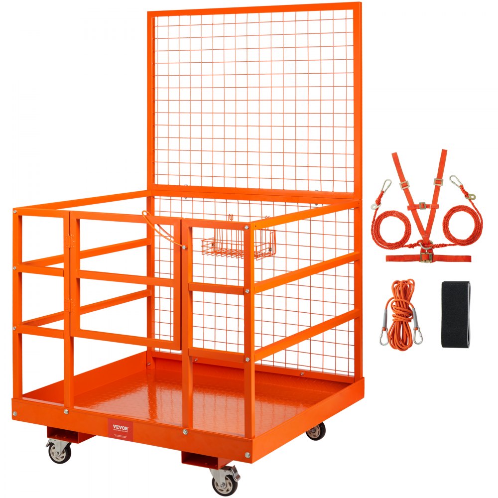 010366094120 - 43x45in Forklift Safety Cage, 1400lbs Capacity, Custom Mesh Door