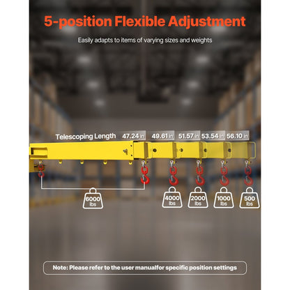 6000LBS Forklift Crane - Adjustable Dual Hook & 360° Rotate Boom