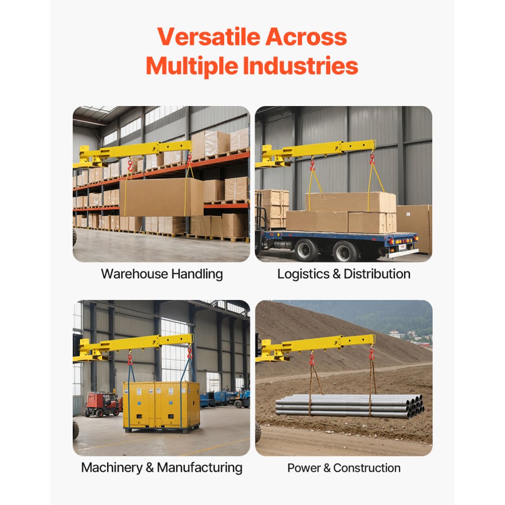6000LBS Forklift Crane - Adjustable Dual Hook & 360° Rotate Boom