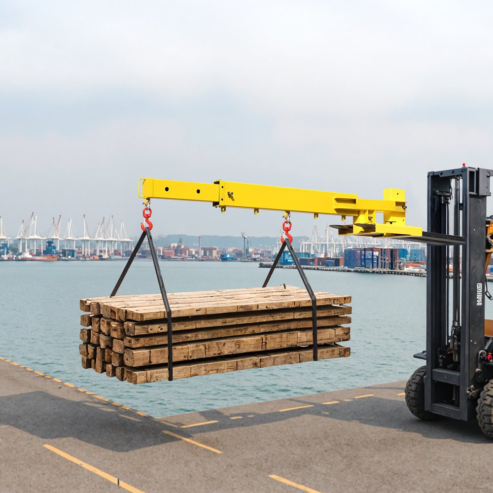 6000LBS Forklift Crane - Adjustable Dual Hook & 360° Rotate Boom