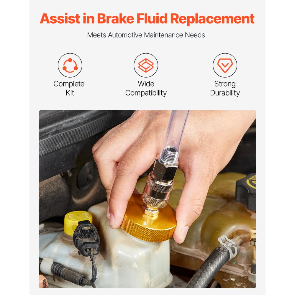 YS-0115 - 17-Piece Brake Fluid Bleeding Kit with Quick Connectors