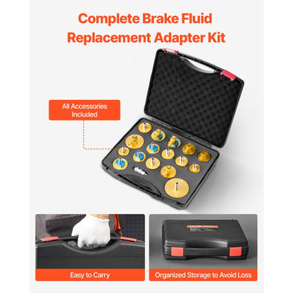 YS-0115 - 17-Piece Brake Fluid Bleeding Kit with Quick Connectors