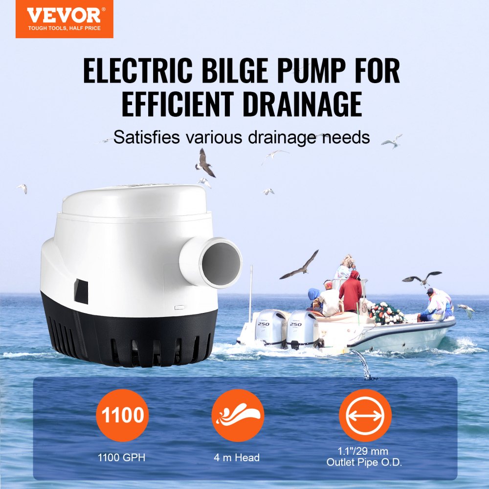NMBP11-G1100-40-12 - 1100 GPH Automatic Bilge Pump for Boats