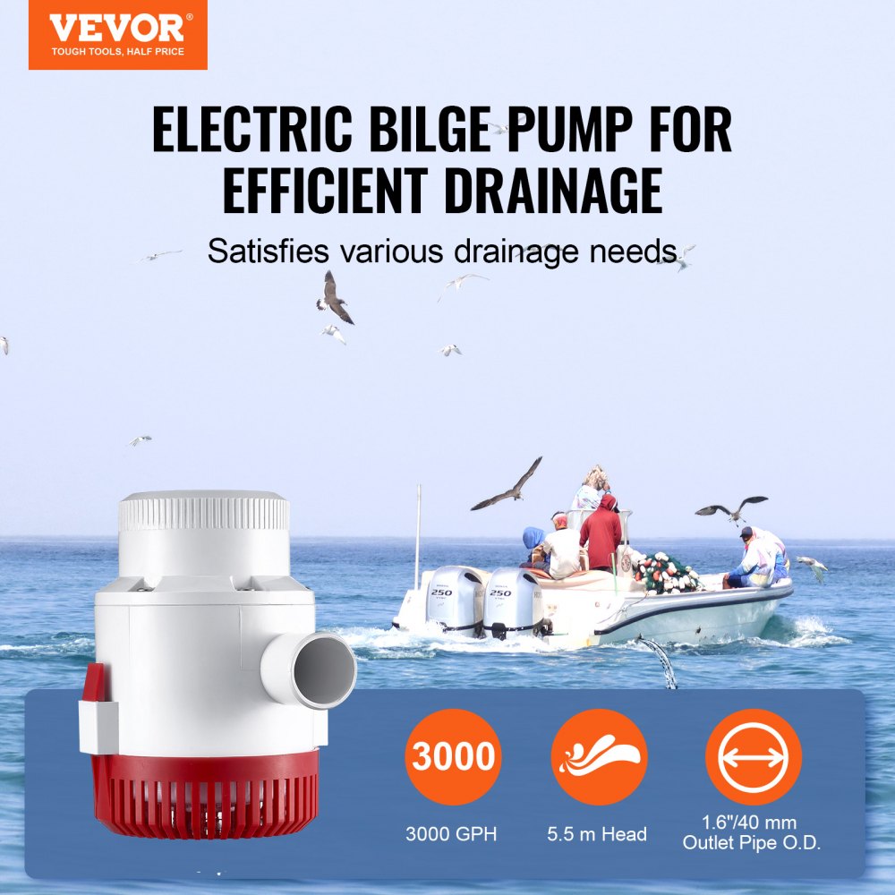 NMBP12-G3500-80-12 - 3000 GPH Bilge Pump for Safe Boating