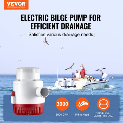 NMBP12-G3500-80-12 - 3000 GPH Bilge Pump for Safe Boating
