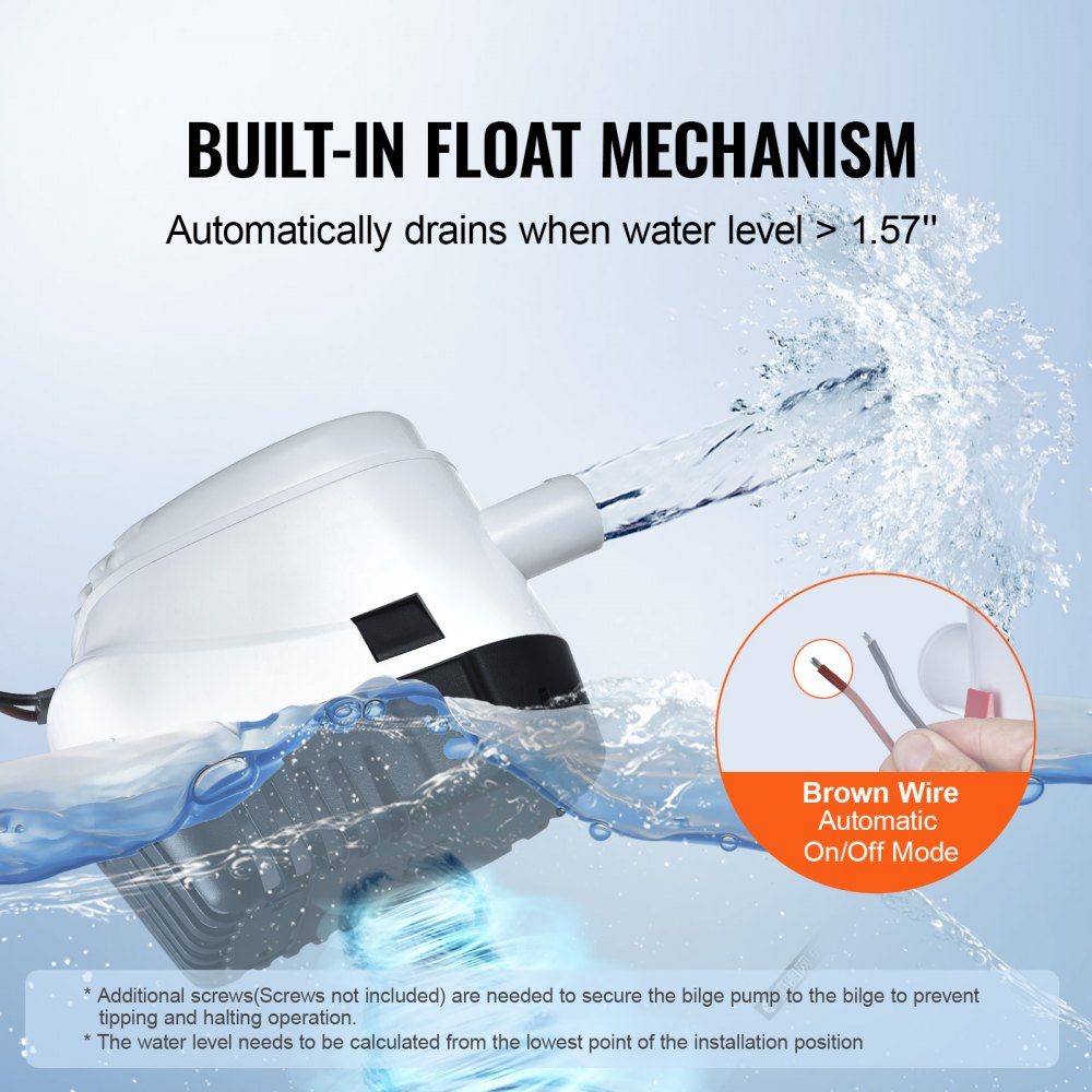 NMBP11-G750-30-12 - VEVOR 750 GPH Bilge Pump with Auto Activation