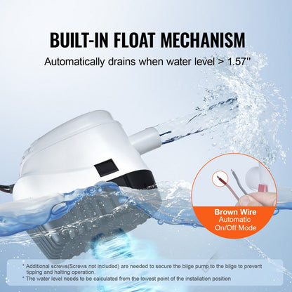 NMBP11-G750-30-12 - VEVOR 750 GPH Bilge Pump with Auto Activation