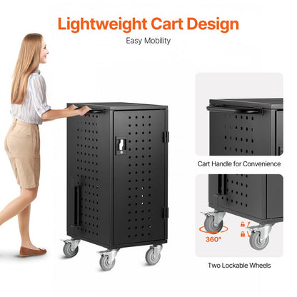 SCC-20P - 20-Device Metal Laptop Cart with Lockable Wheels