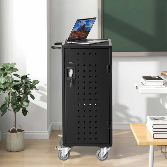 SCC-20P - 20-Device Metal Laptop Cart with Lockable Wheels