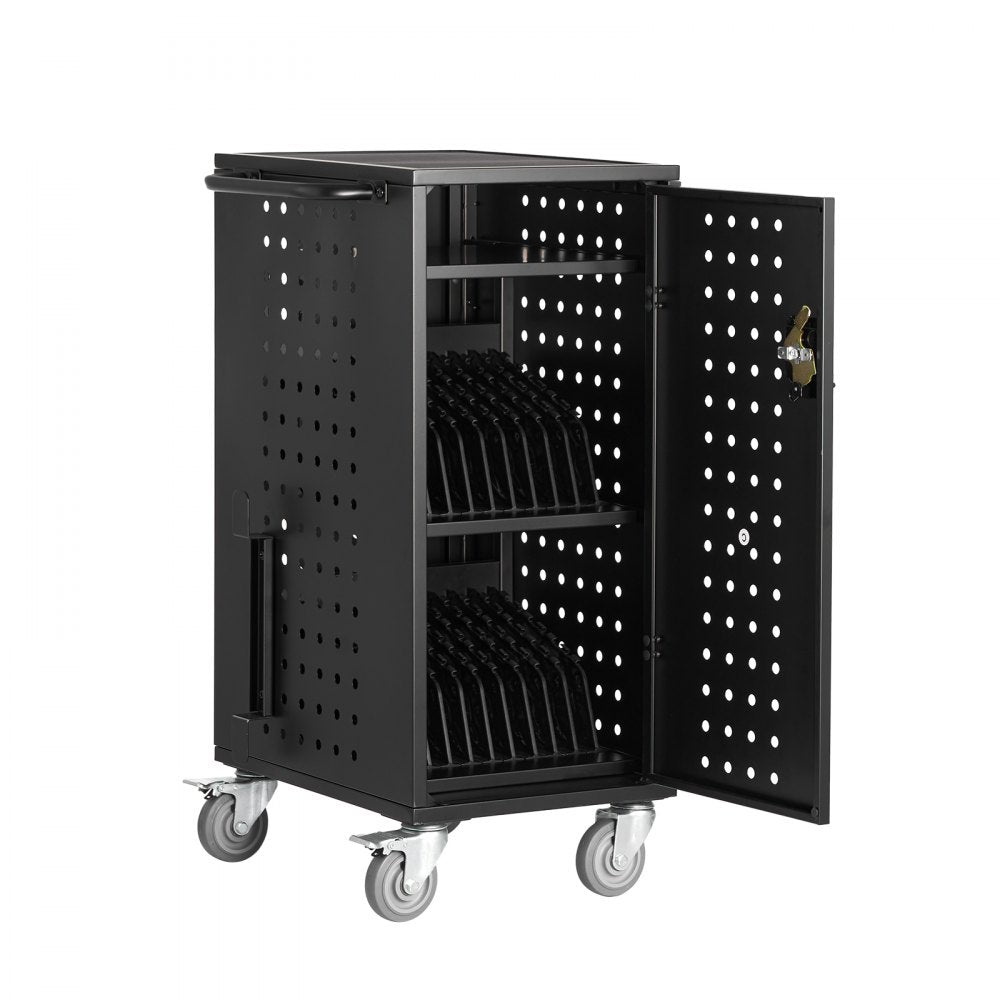 SCC-20P - 20-Device Metal Laptop Cart with Lockable Wheels