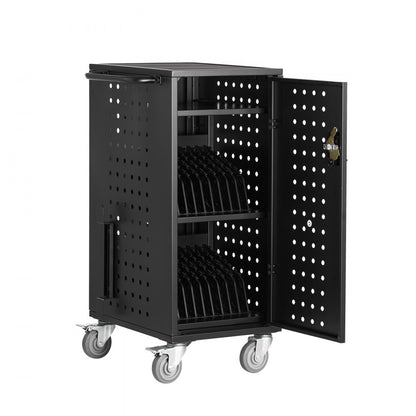 SCC-20P - 20-Device Metal Laptop Cart with Lockable Wheels