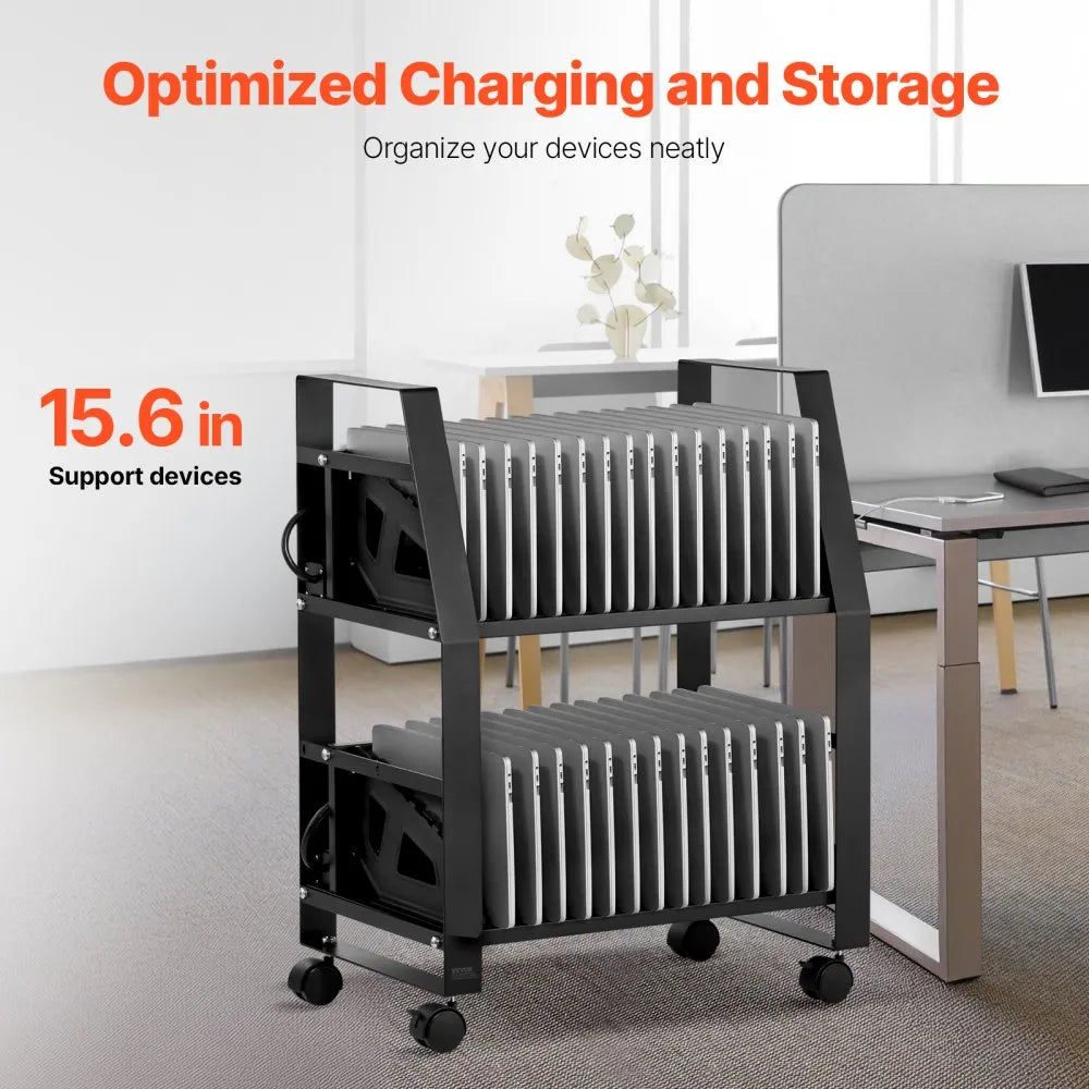 SOC-32P - Mobile Charging Cart for 32 Devices, 15.6" Screen, Durable Metal