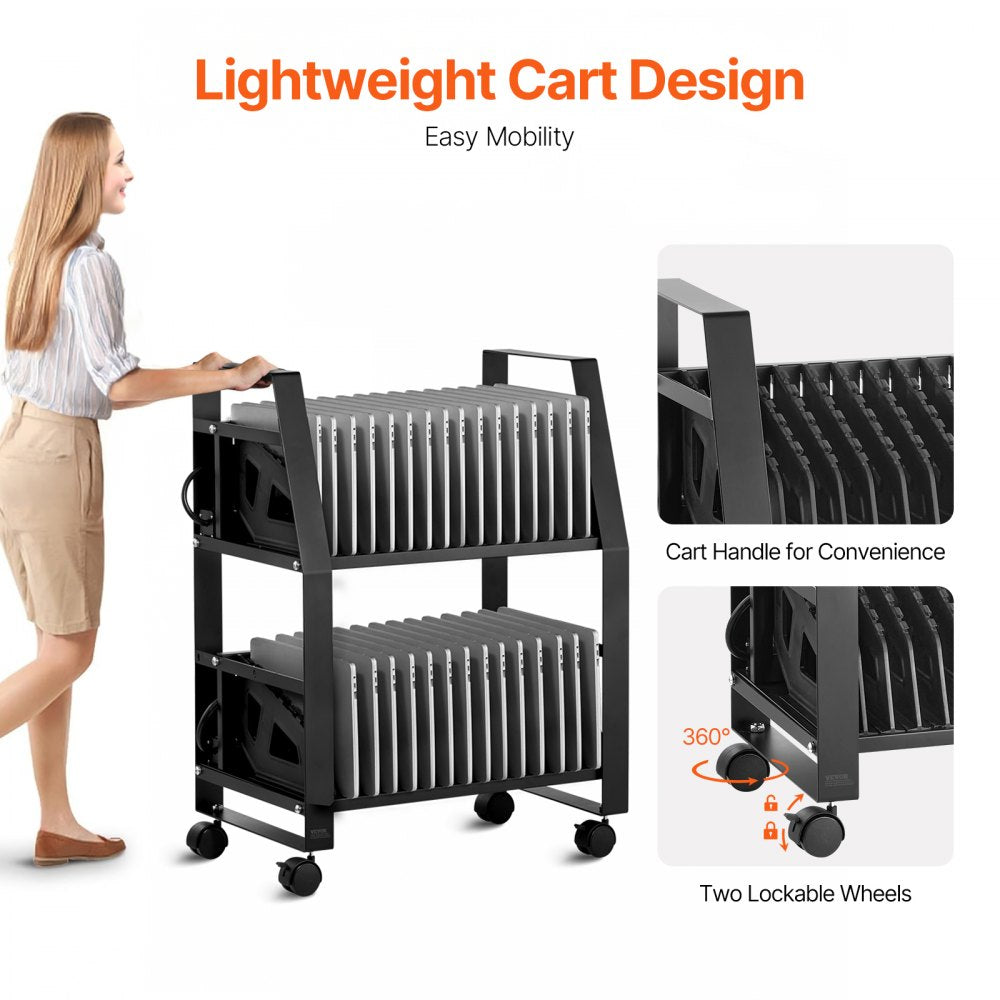 SOC-32P - Mobile Charging Cart for 32 Devices, 15.6" Screen, Durable Metal