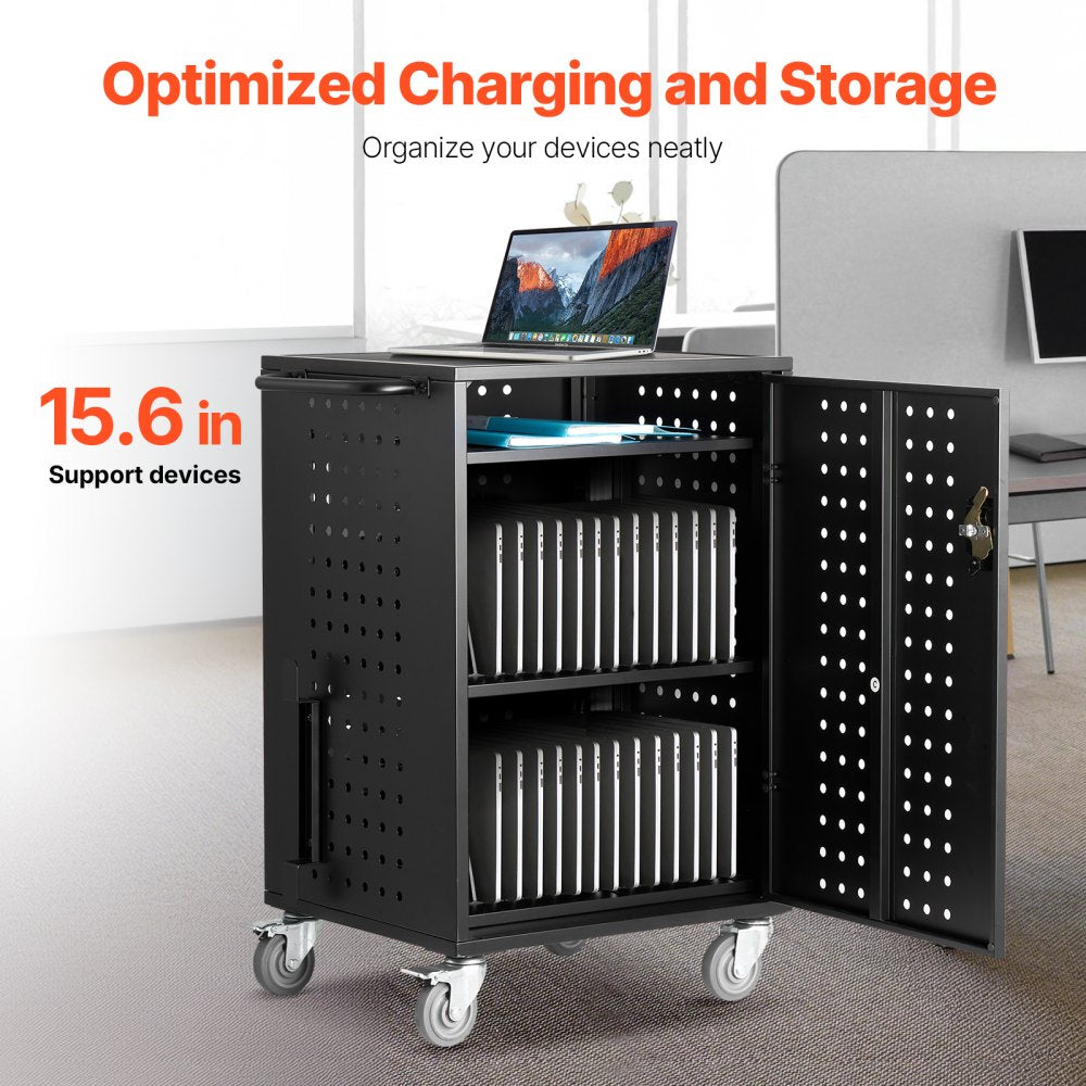 SCC-32P - Secure 32 Device Charging Cart with Wheels, Up to 15.6" Screens