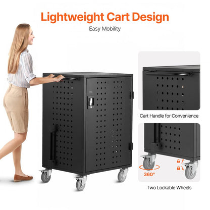 SCC-32P - Secure 32 Device Charging Cart with Wheels, Up to 15.6" Screens